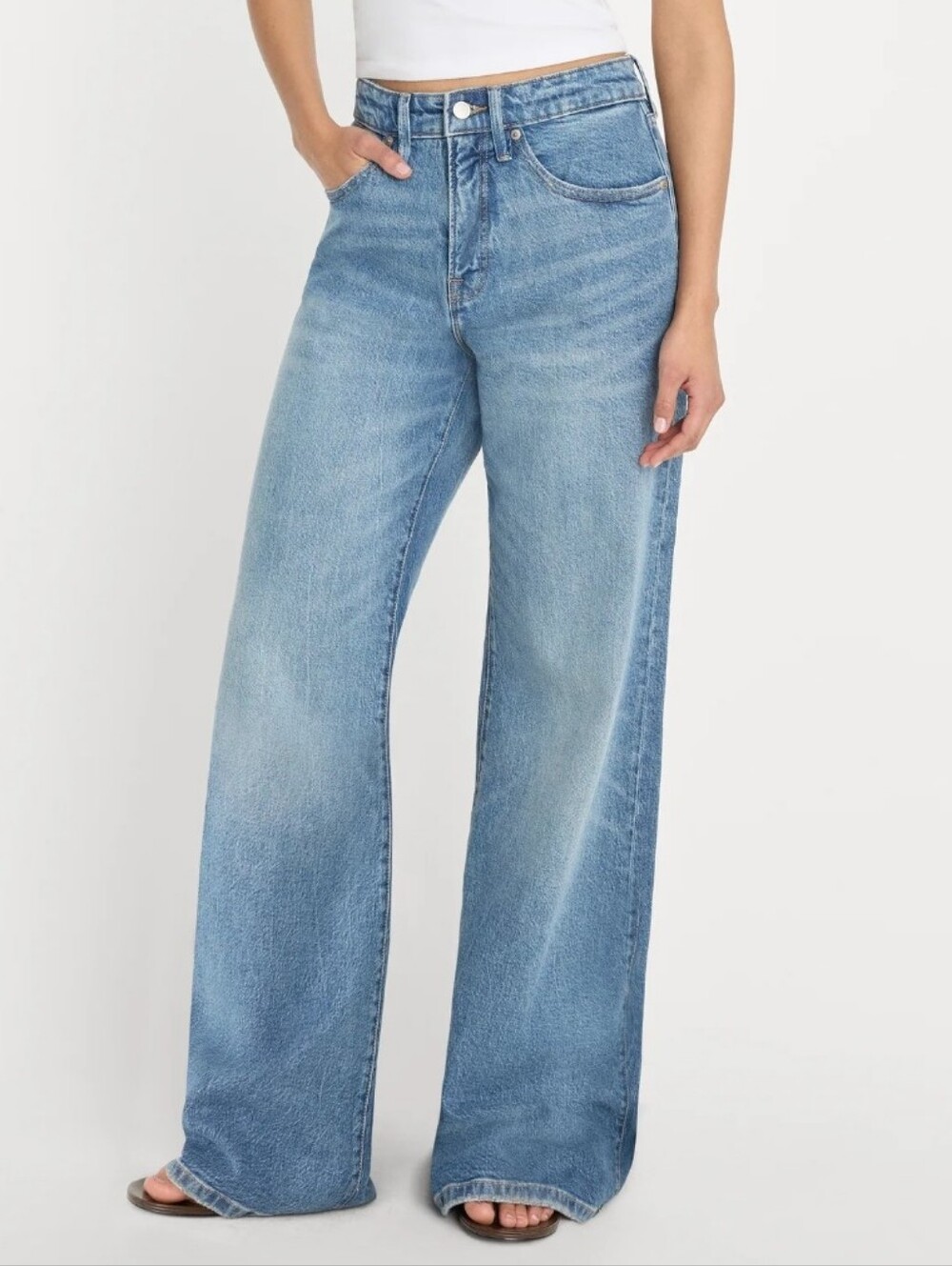 Good American Good Ease‎ Relaxed Wide Leg Jeans Size 14 / 32 Mid Rise 34" Inseam - Picture 13 of 13